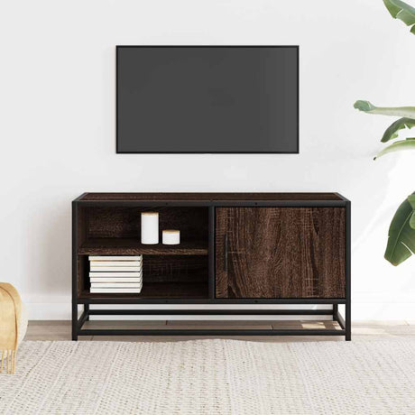 Vidaxl tv-meubel 80x34,5x40 cm bewerkt hout metaal bruin eikenkleur