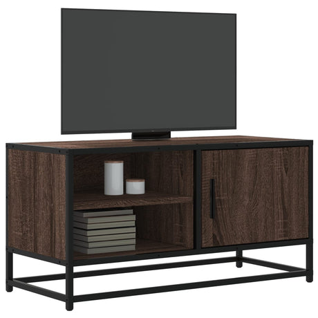 Vidaxl tv-meubel 80x34,5x40 cm bewerkt hout metaal bruin eikenkleur