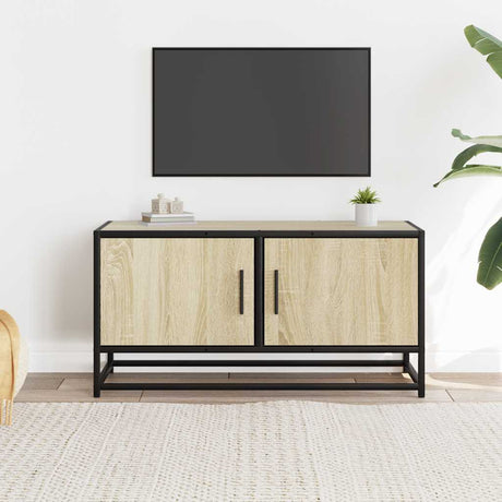 Vidaxl tv-meubel 80x34,5x40 cm bewerkt hout metaal sonoma eikenkleurig
