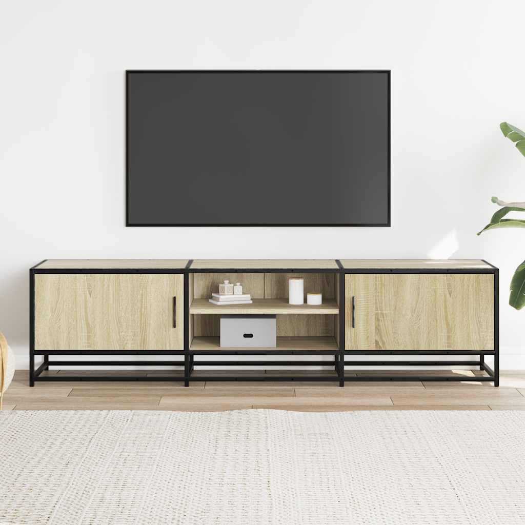 Vidaxl tv-meubel 160x35x41 cm bewerkt hout metaal sonoma eikenkleurig