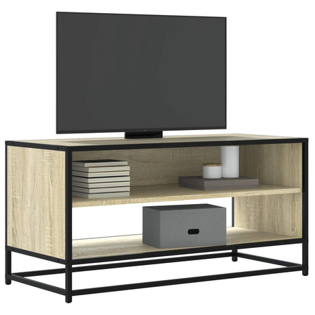 Vidaxl tv-meubel 91x40x46 cm bewerkt hout metaal sonoma eikenkleurig