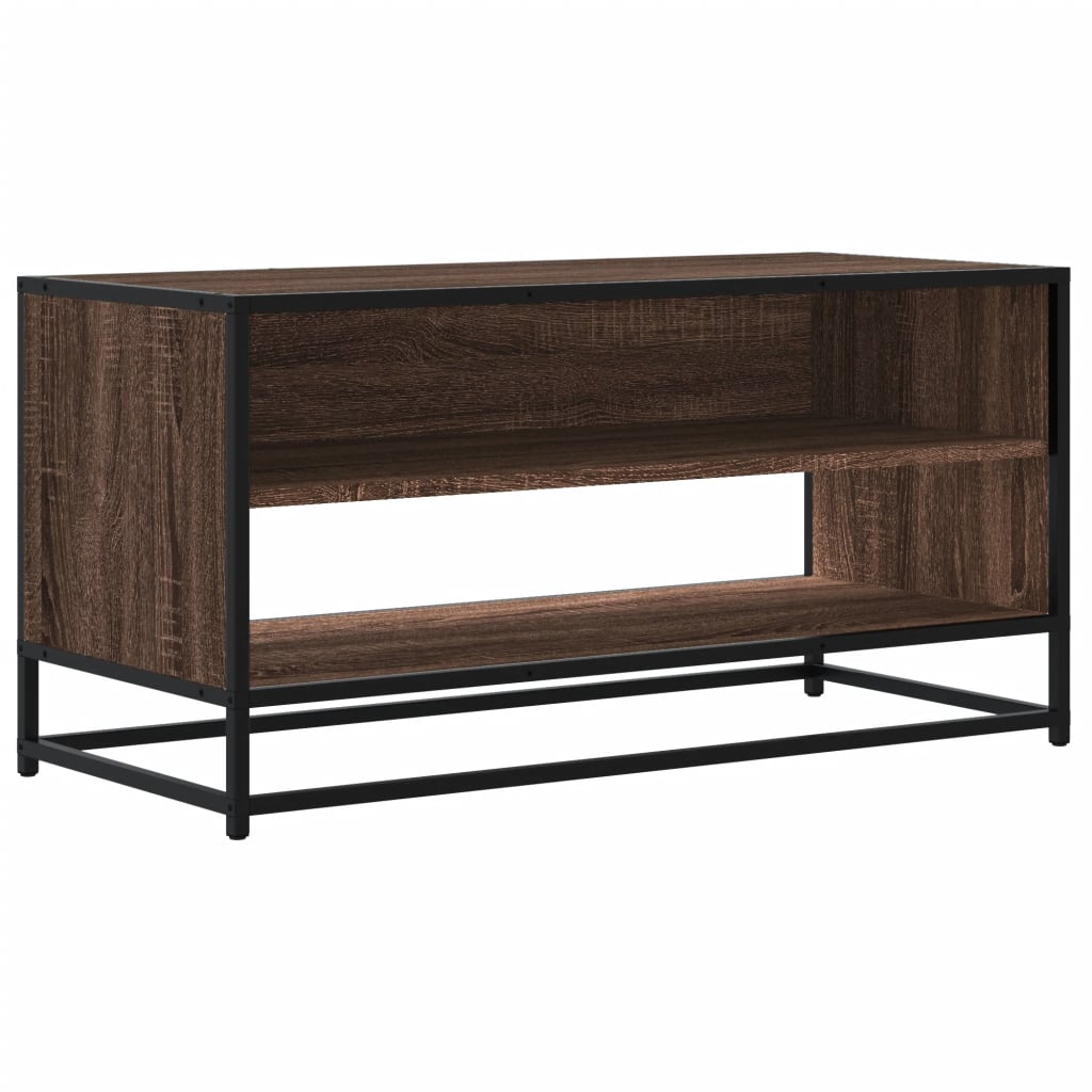 Vidaxl tv-meubel 91x40x46 cm bewerkt hout metaal bruin eikenkleur