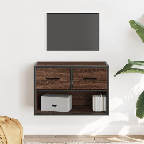 Vidaxl tv-meubel 60x31x39,5 cm bewerkt hout metaal bruin eikenkleurig