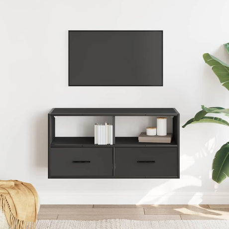 Vidaxl tv-meubel 80x31x39,5 cm bewerkt hout en metaal zwart