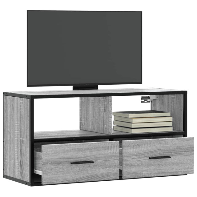 Vidaxl tv-meubel 80x31x39,5 cm bewerkt hout metaal grijs sonoma eiken