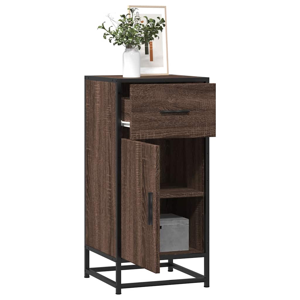 Vidaxl dressoir 35,5x35x76 cm bewerkt hout en metaal bruin eikenkleur