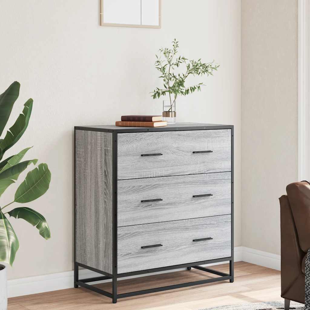 Vidaxl dressoir 68x35x76 cm bewerkt hout en metaal grijs sonoma