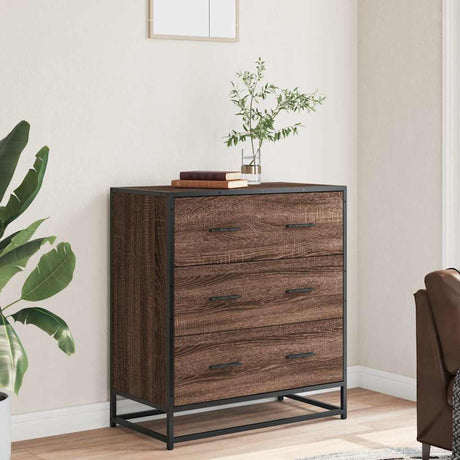 Vidaxl dressoir 68x35x76 cm bewerkt hout en metaal bruin eikenkleur