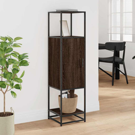 Vidaxl hoge kast 35,5x35x139 cm bewerkt hout en metaal bruin eiken