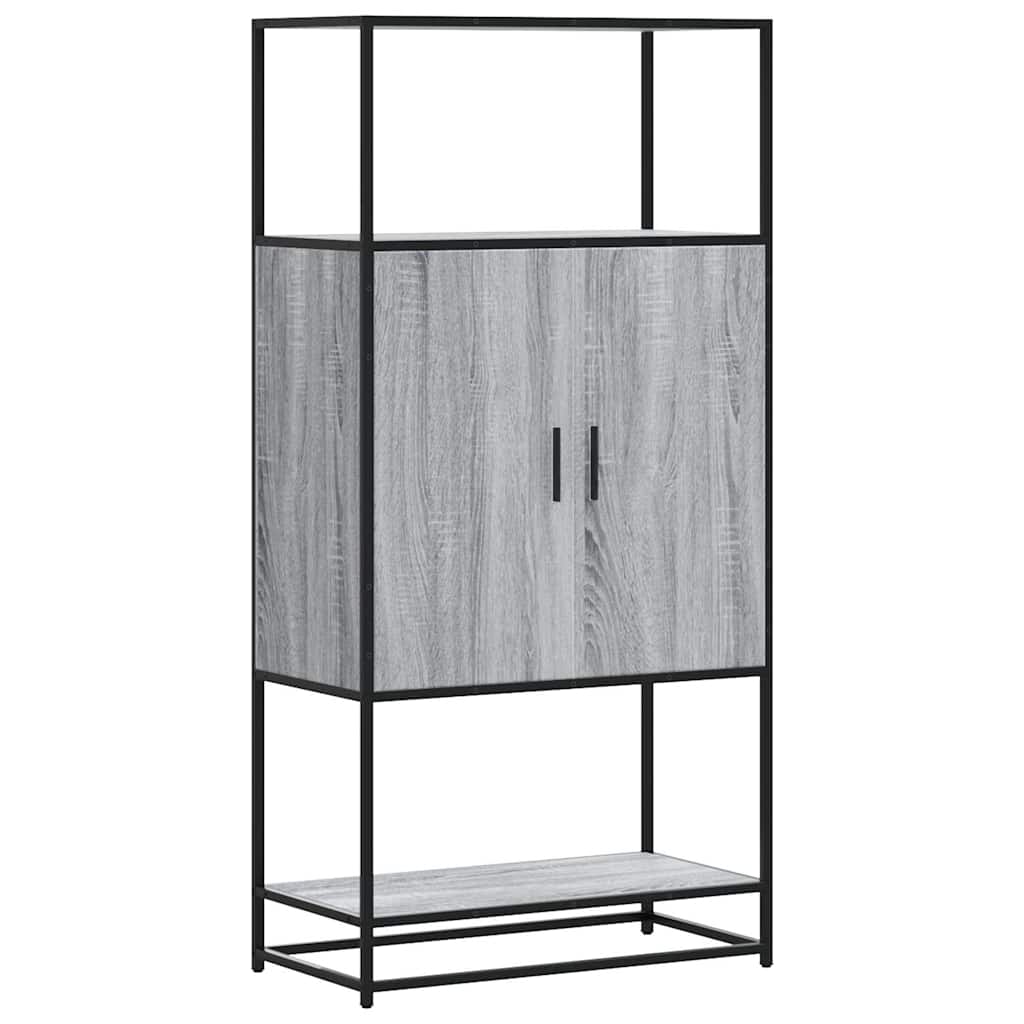Vidaxl hoge kast 68x35x139cm bewerkt hout en metaal grijs sonoma eiken