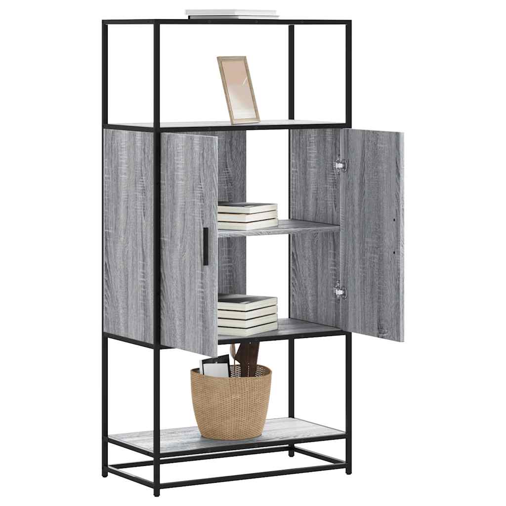 Vidaxl hoge kast 68x35x139cm bewerkt hout en metaal grijs sonoma eiken
