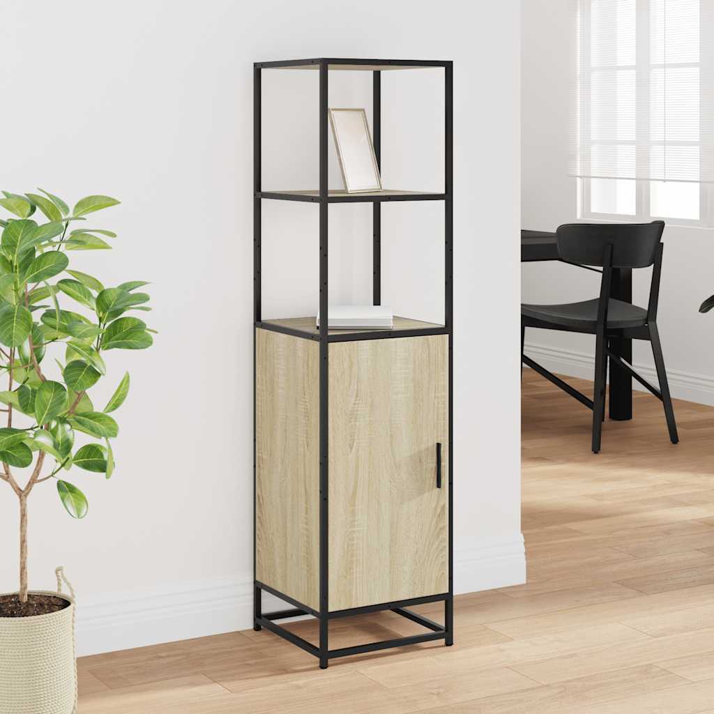Vidaxl hoge kast 35,5x35x139 cm bewerkt hout en metaal sonoma eiken