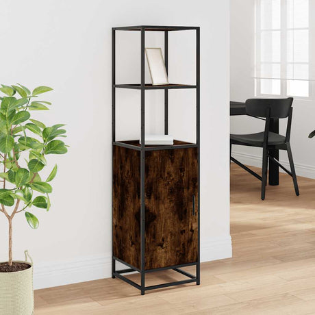 Vidaxl hoge kast 35,5x35x139 cm bewerkt hout en metaal gerookt eiken