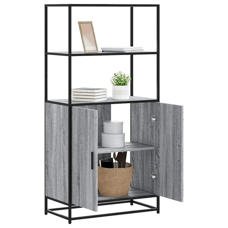 Vidaxl hoge kast 68x35x139cm bewerkt hout en metaal grijs sonoma eiken