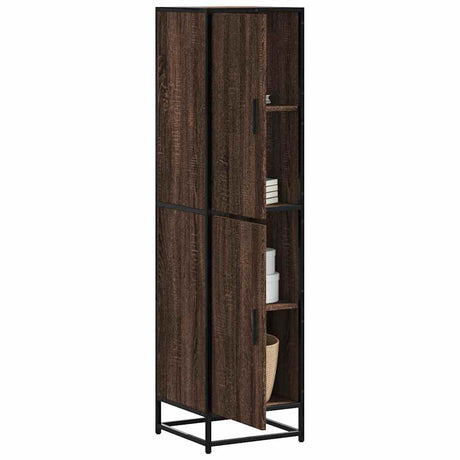 Vidaxl hoge kast 35,5x35x139 cm bewerkt hout en metaal bruin eiken