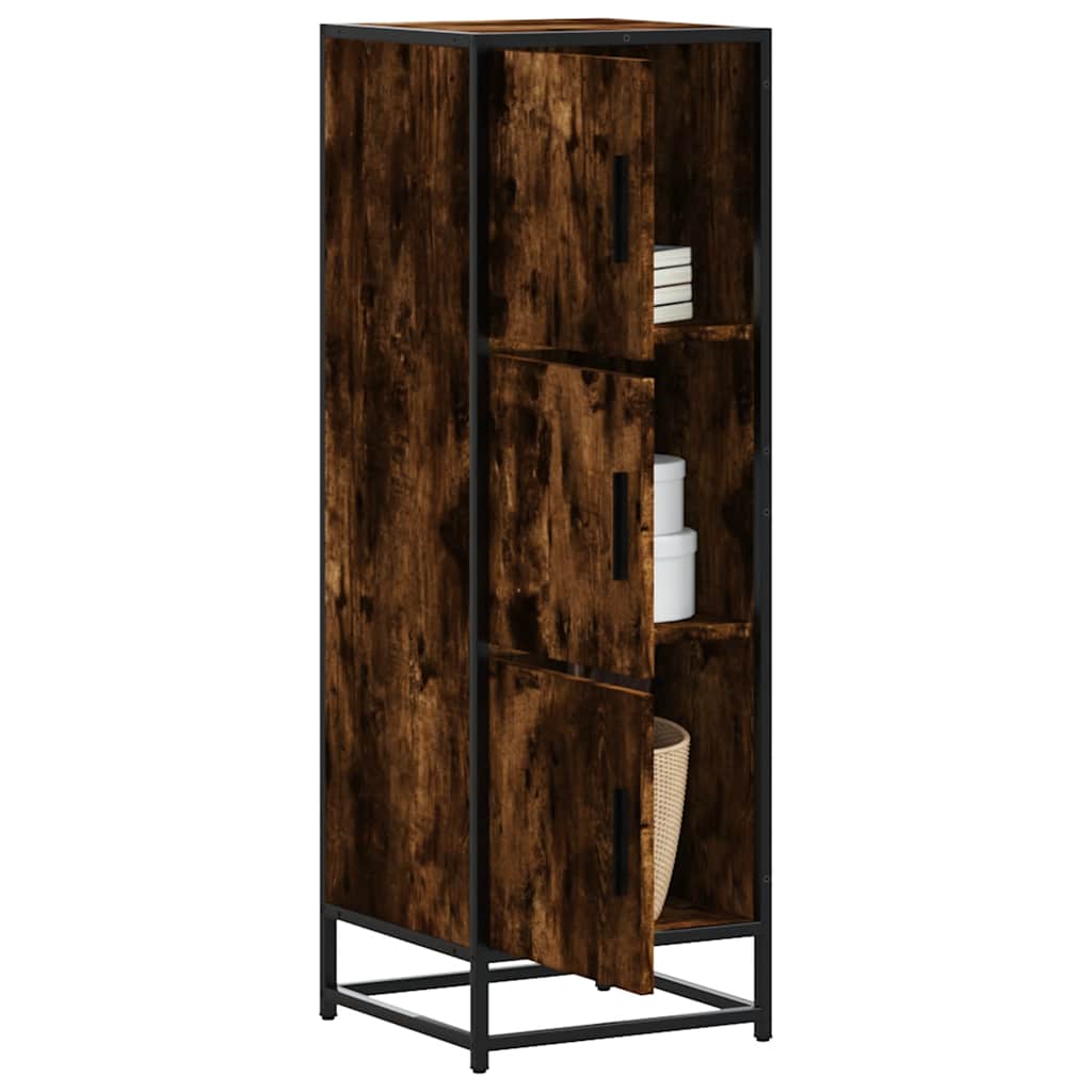 Vidaxl hoge kast 35,5x35x106,5 cm bewerkt hout en metaal gerookt eiken