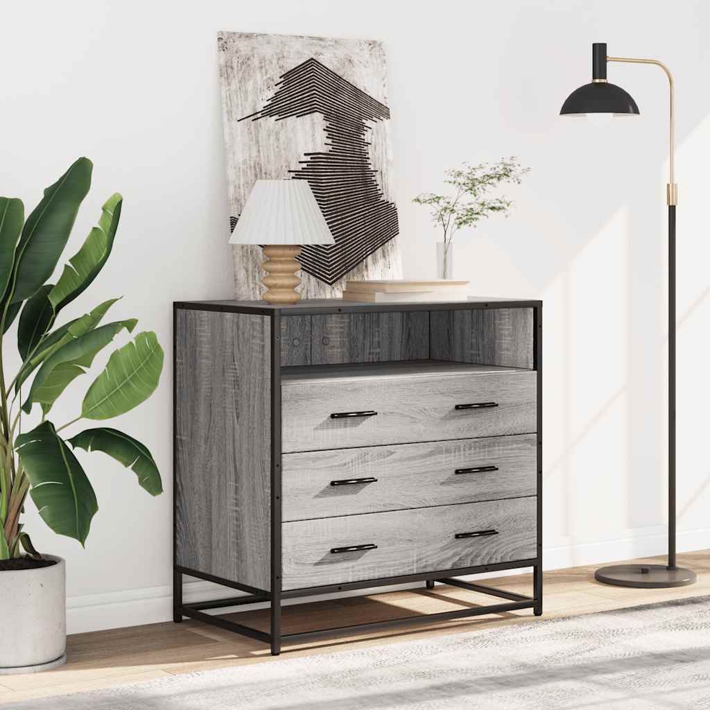 Vidaxl ladekast 70x41x70 cm bewerkt hout grijs sonoma eikenkleurig