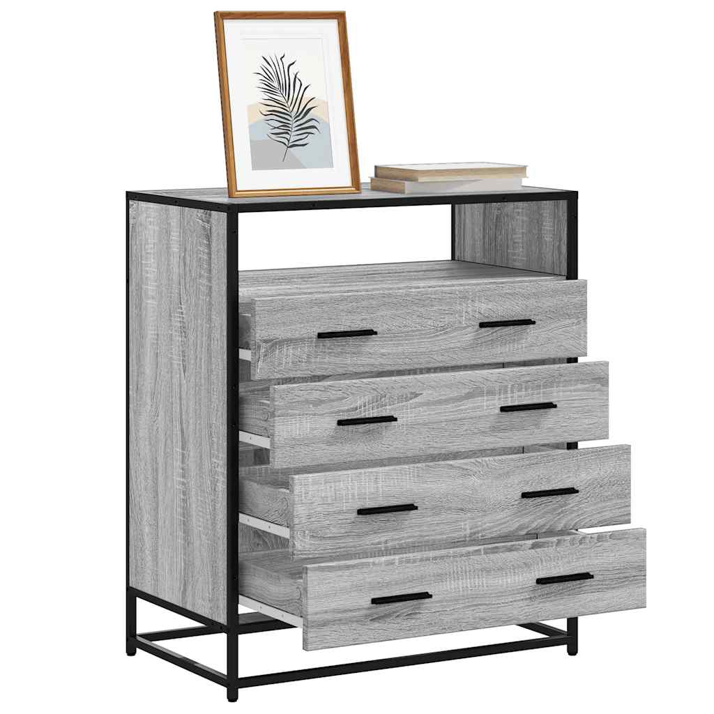 Vidaxl ladekast 70x41x83,5 cm bewerkt hout grijs sonoma eikenkleurig