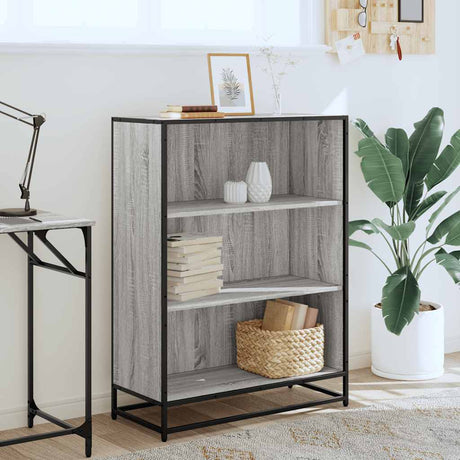 Vidaxl boekenkast 80,5x35x107,5cm bewerkt hout grijs sonoma eikenkleur