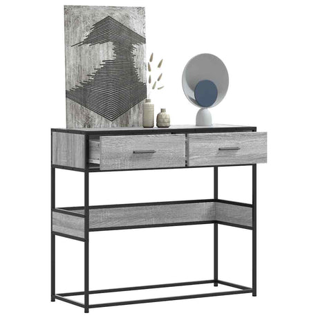 Vidaxl wandtafel 90x35x80 cm bewerkt hout grijs sonoma eikenkleurig