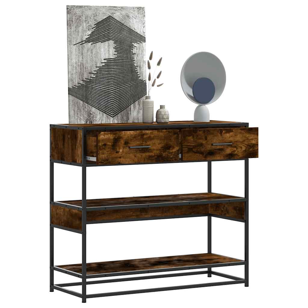 Vidaxl wandtafel 90x35x80 cm bewerkt hout gerookt eikenkleurig