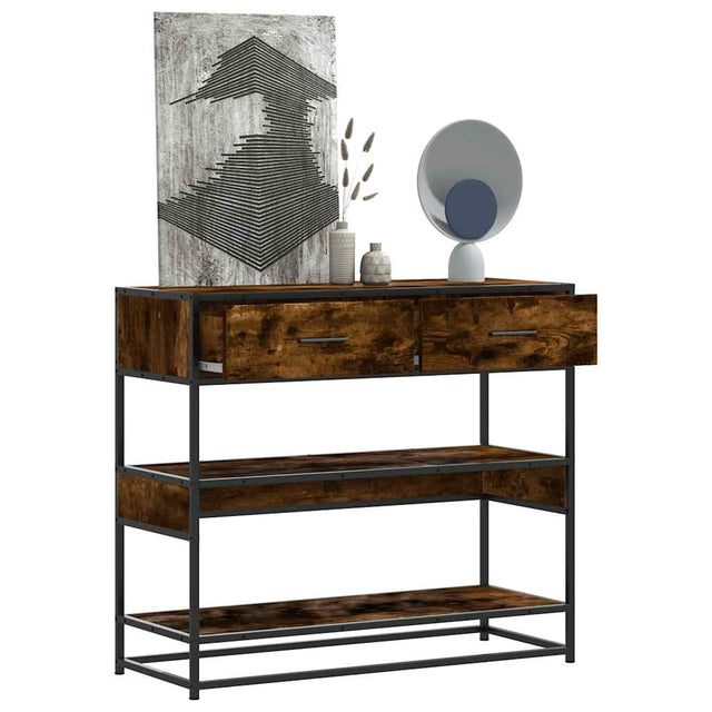 Vidaxl wandtafel 90x35x80 cm bewerkt hout gerookt eikenkleurig