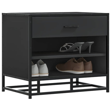 Vidaxl schoenenbank 60x40x53,5 cm bewerkt hout en metaal zwart