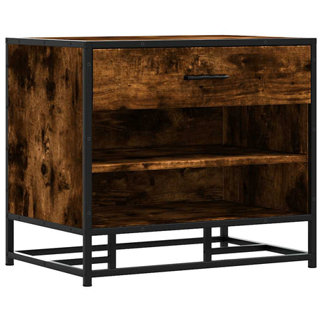 Vidaxl schoenenbank 60x40x53,5 cm bewerkt hout en metaal gerookt eiken