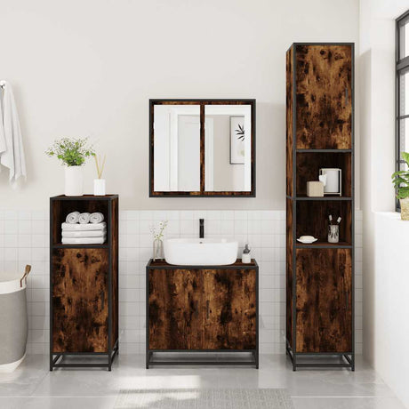 Vidaxl badkamerkast 35x37,5x100 cm bewerkt hout gerookt eikenkleurig