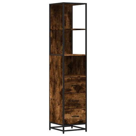 Vidaxl badkamerkast 35x37,5x166 cm bewerkt hout gerookt eikenkleurig