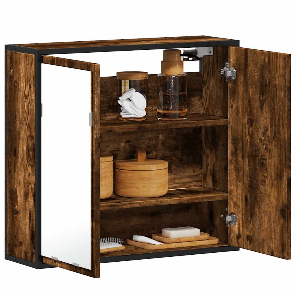Vidaxl badkamerspiegelkast 65x20x60 cm bewerkt hout gerookt eikenkleur