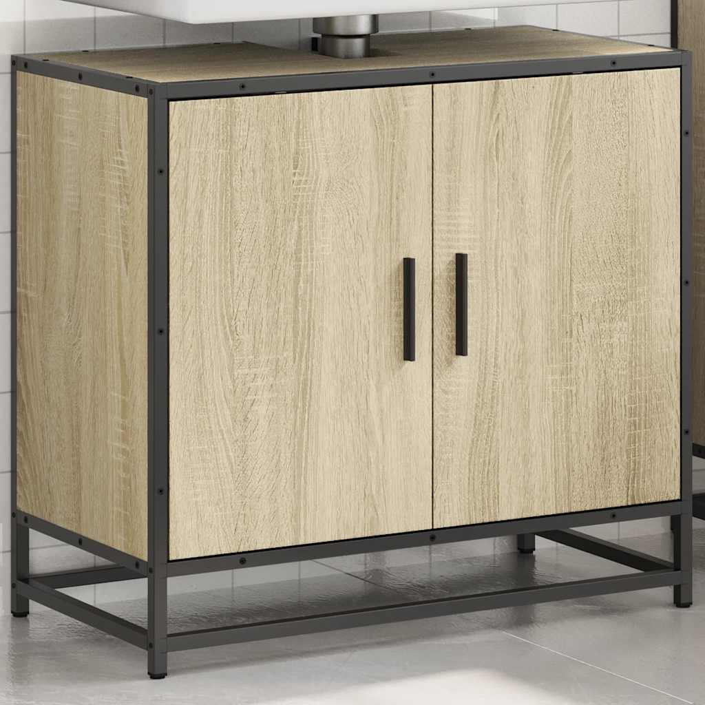 Vidaxl wastafelkast sonoma eiken 65x33x60 cm bewerkt hout