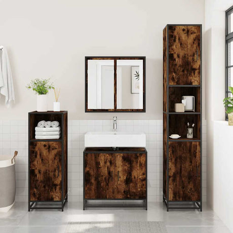 Vidaxl wastafelkast 65x33x60 cm bewerkt hout gerookt eikenkleurig