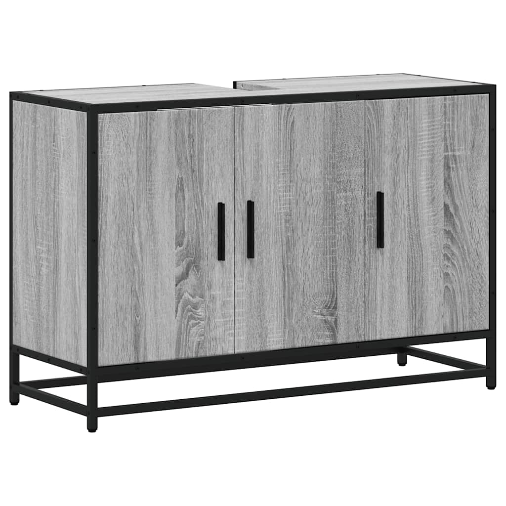 Vidaxl wastafelkast 90x33x60 cm bewerkt hout grijs sonoma eikenkleurig