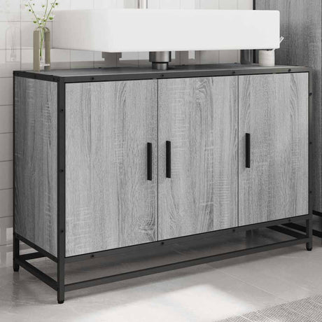 Vidaxl wastafelkast 90x33x60 cm bewerkt hout grijs sonoma eikenkleurig