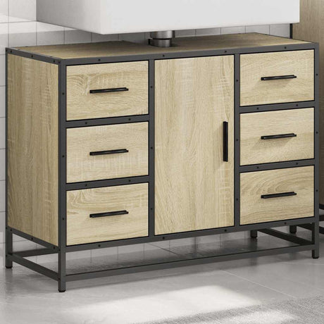 Vidaxl wastafelkast 80x33x60 cm bewerkt hout sonoma eikenkleurig