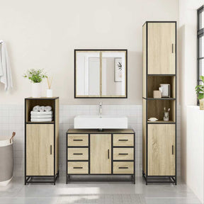 Vidaxl wastafelkast 80x33x60 cm bewerkt hout sonoma eikenkleurig
