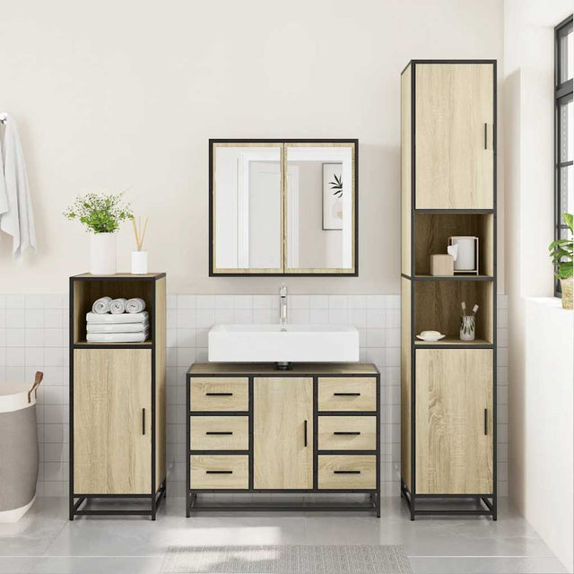 Vidaxl wastafelkast 80x33x60 cm bewerkt hout sonoma eikenkleurig
