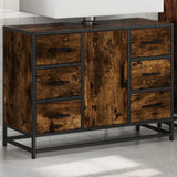 Vidaxl wastafelkast 80x33x60 cm bewerkt hout gerookt eikenkleurig