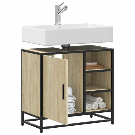 Vidaxl wastafelkast sonoma eiken 65x33x60 cm bewerkt hout