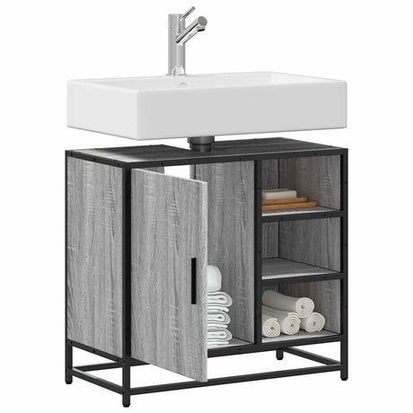 Vidaxl wastafelkast 65x33x60 cm bewerkt hout grijs sonoma eikenkleurig