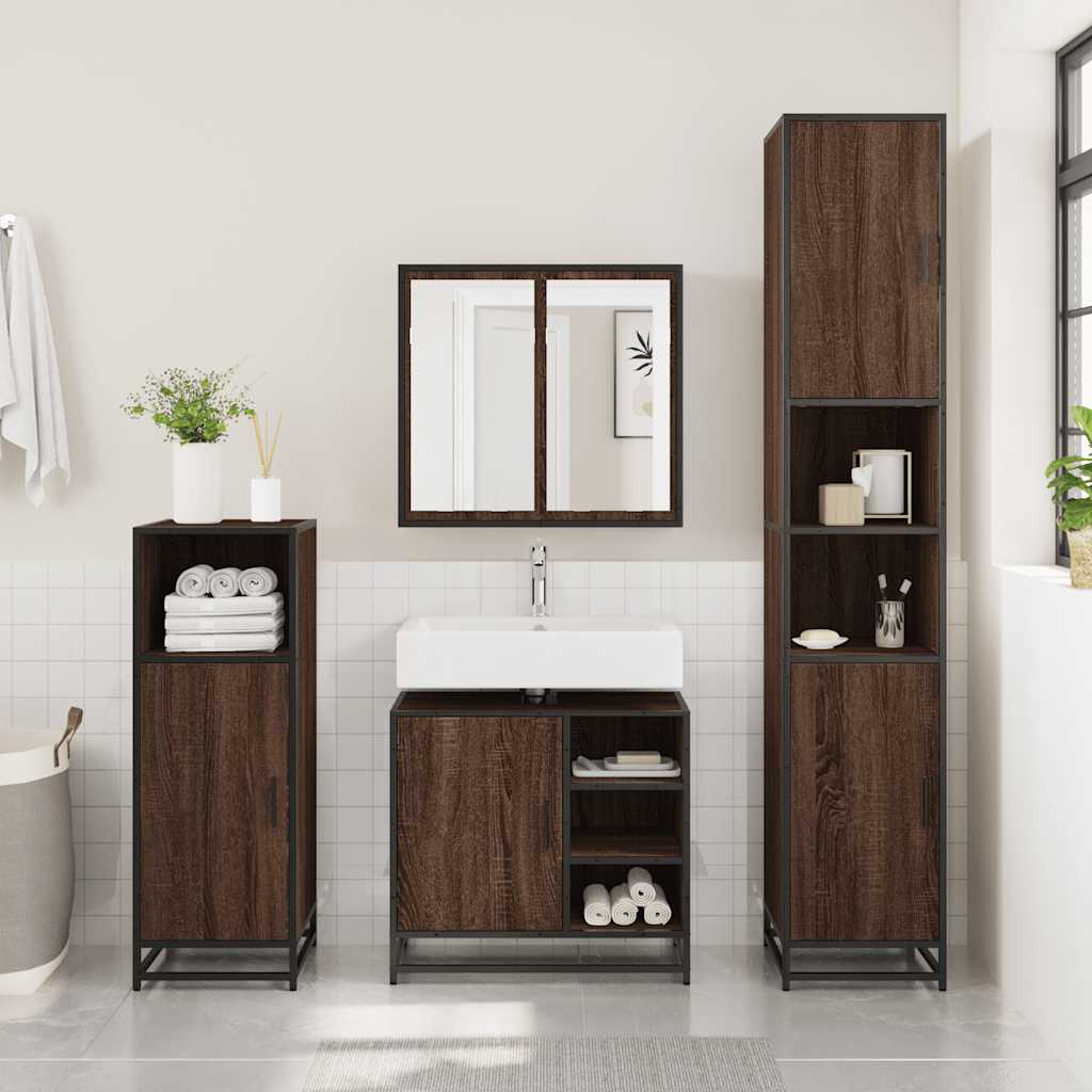 Vidaxl wastafelkast 65x33x60 cm bewerkt hout bruin eikenkleur