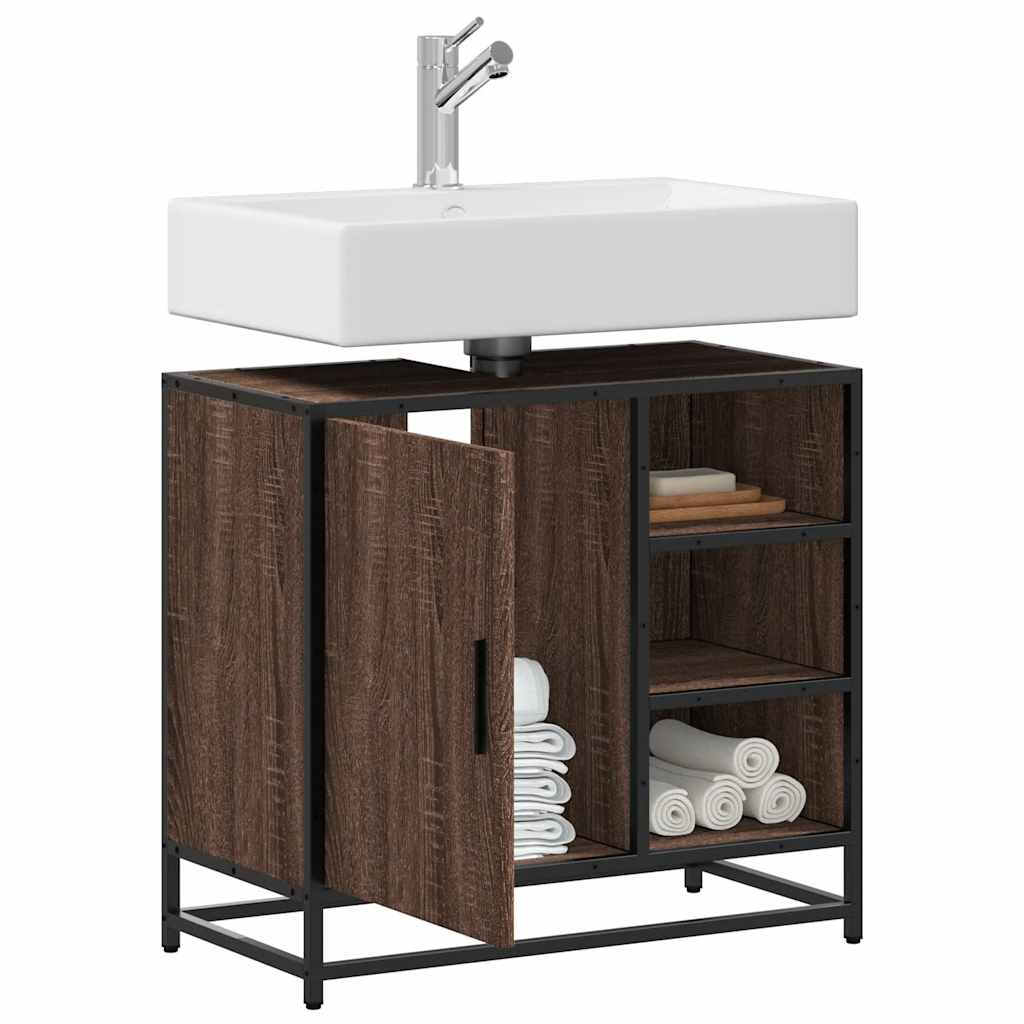 Vidaxl wastafelkast 65x33x60 cm bewerkt hout bruin eikenkleur
