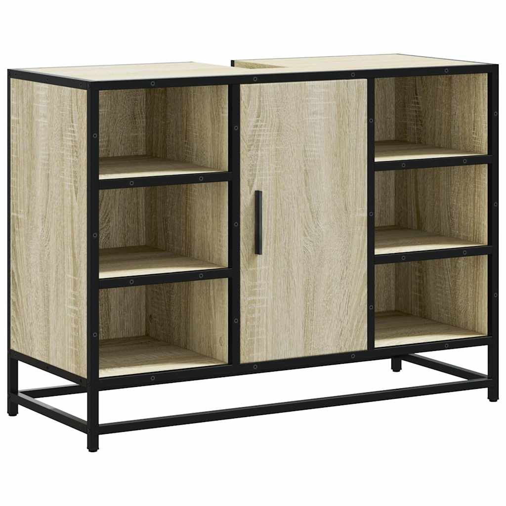 Vidaxl wastafelkast sonoma eiken 80x33x60 cm bewerkt hout