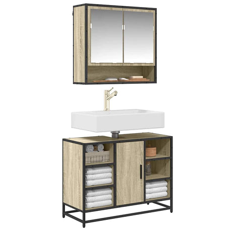 Vidaxl wastafelkast sonoma eiken 80x33x60 cm bewerkt hout