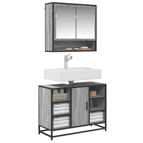 Vidaxl wastafelkast 80x33x60 cm bewerkt hout grijs sonoma eikenkleurig