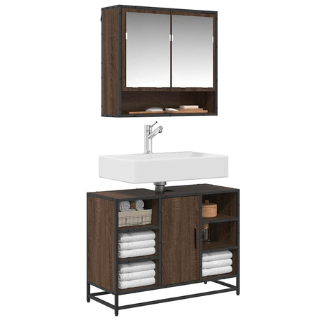 Vidaxl wastafelkast 80x33x60 cm bewerkt hout bruin eikenkleurig