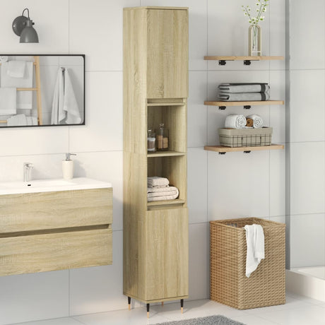 Vidaxl badkamerkast 30x30x190 cm bewerkt hout sonoma eikenkleurig