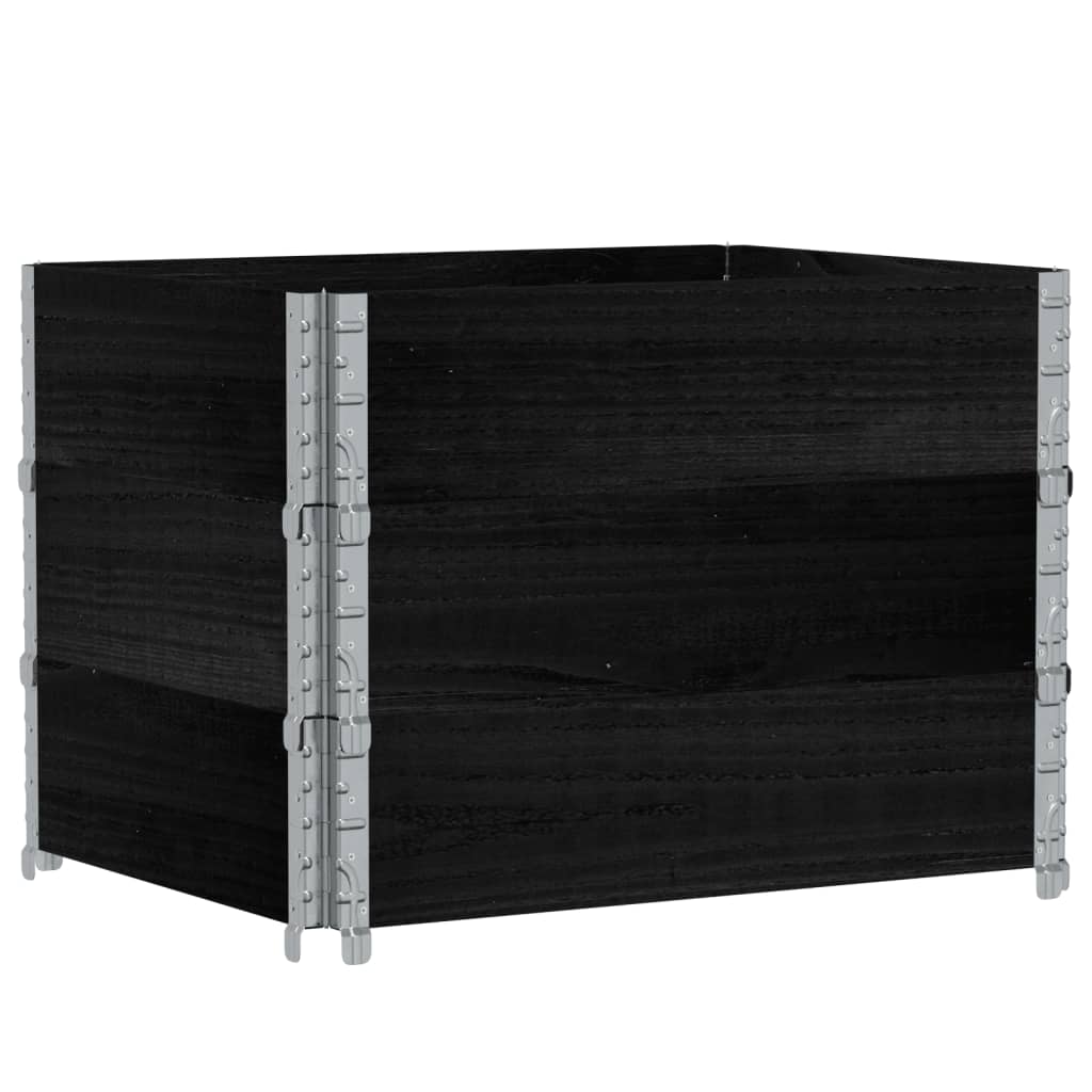 VidaXL Palettenaufsatzrahmen 3 Stk. 80x60 cm massives Kiefernholz schwarz