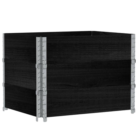 VidaXL Palettenaufsatzrahmen 3 Stk. 80x60 cm massives Kiefernholz schwarz